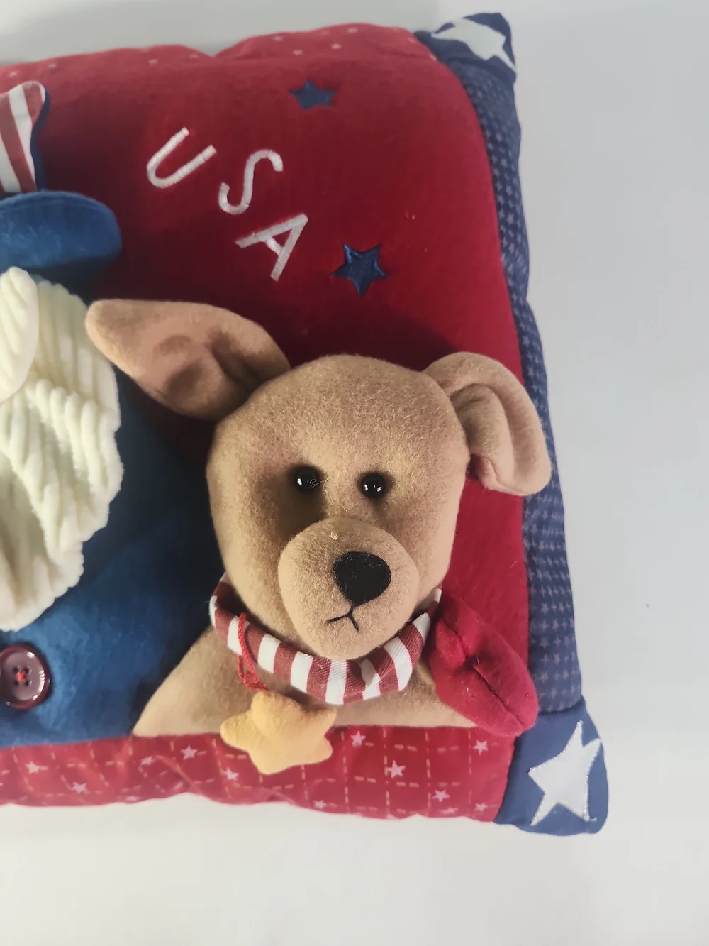 Patriotic USA Decorative Pillow with Uncle Sam and Patriotic Dog